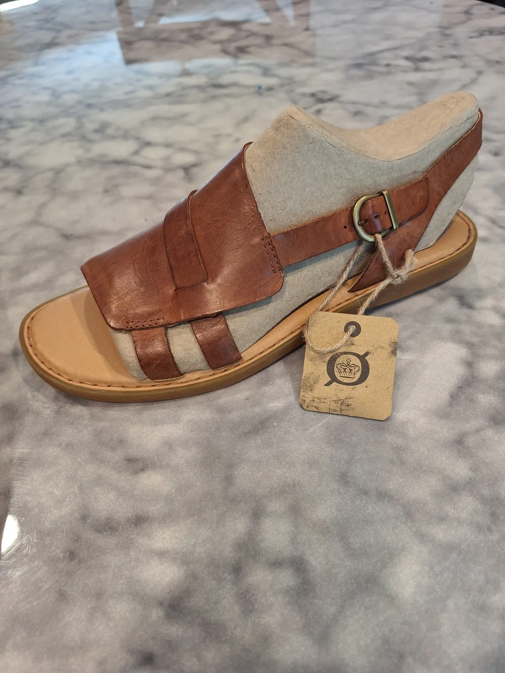 NEW Born 11M Tan Leather Slingback Sandals. Minor Defect